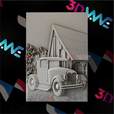 BARN AND OLD CAR 3d stl 3DWave.us